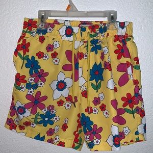 YELLOW FLORAL SWIM SHORTS